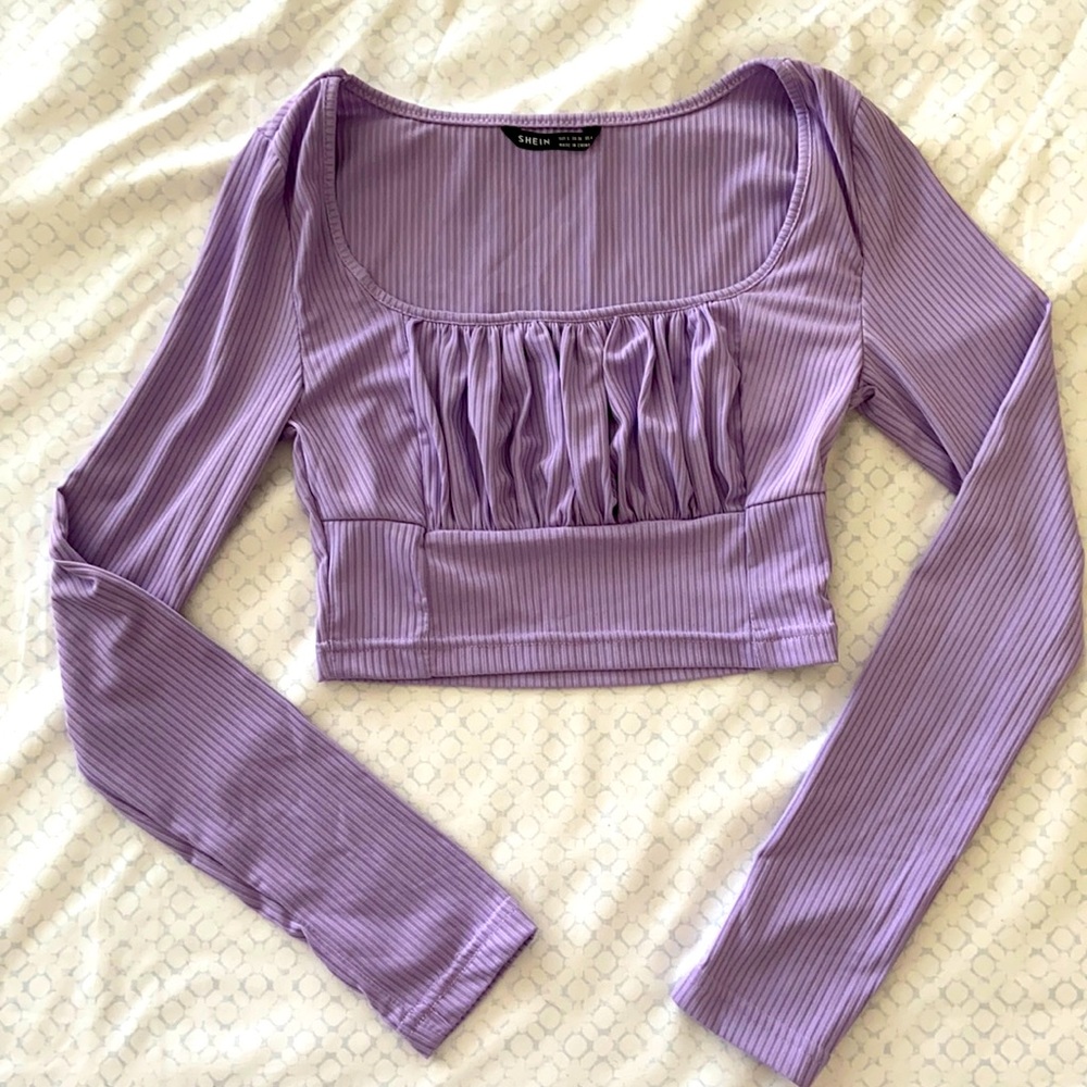 Long sleeve purple crop top